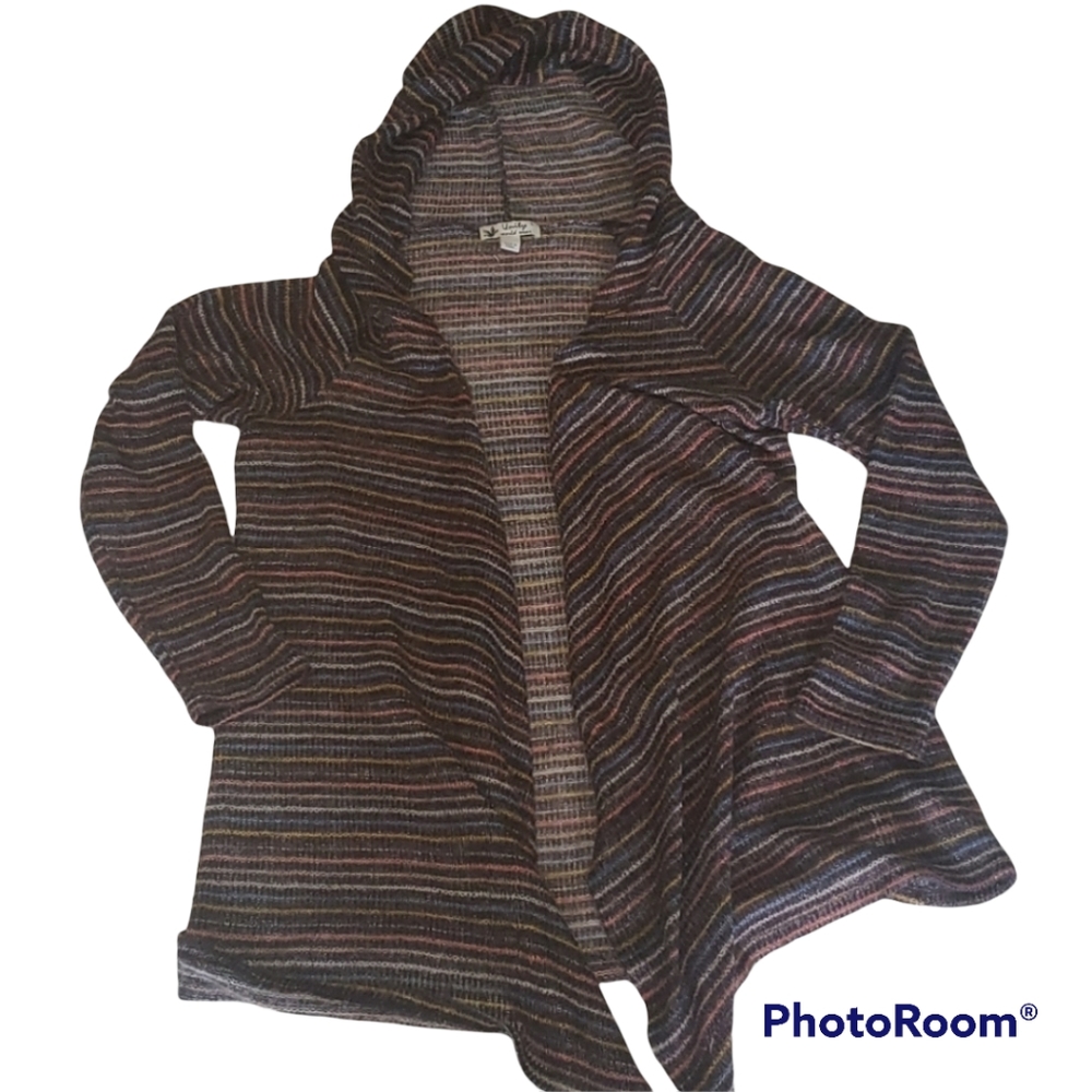 Unity World Wear Striped Hooded Springtime Cardigan sz L